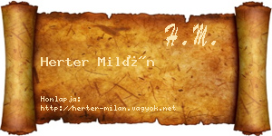 Herter Milán névjegykártya